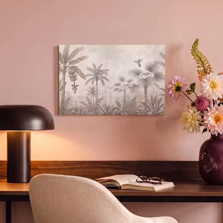 Canvas schilderij - Jungle - Banenboom - Kolibrie - Beige — 4