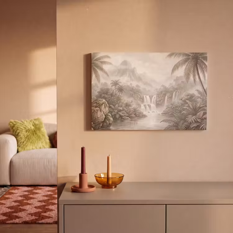 Canvas schilderij - Jungle - Watervallen - Tropisch - Illustratie — 2