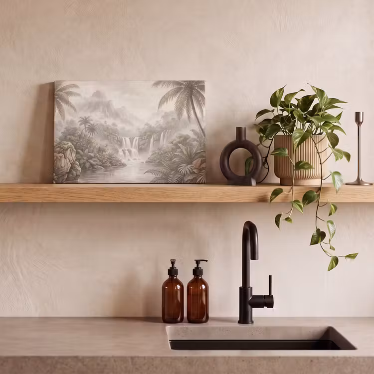 Canvas schilderij - Jungle - Watervallen - Tropisch - Illustratie — 3