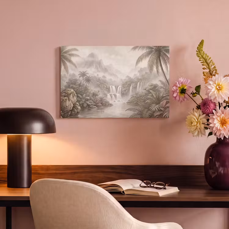 Canvas schilderij - Jungle - Watervallen - Tropisch - Illustratie — 4