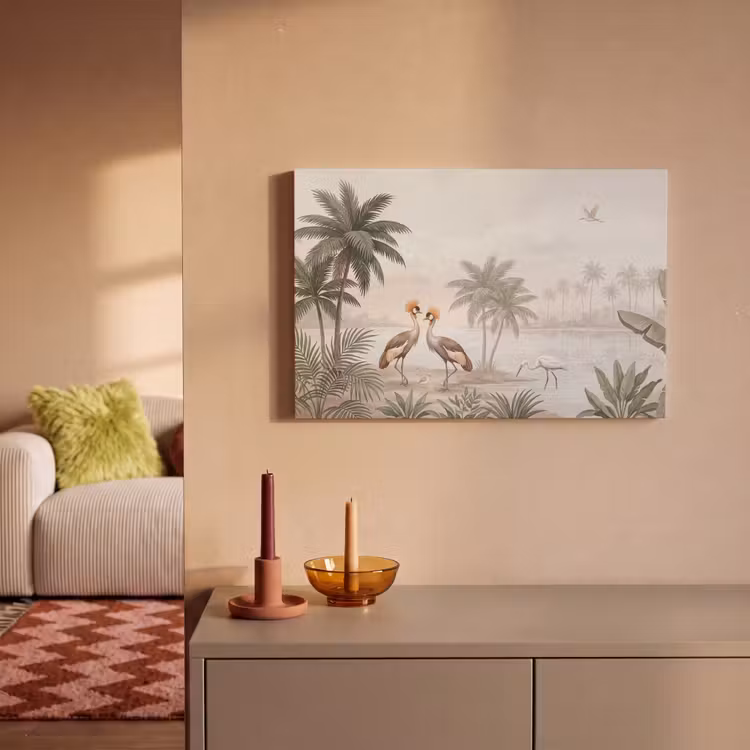 Canvas schilderij - Kraanvogels - Palmbomen - Tropisch — 2