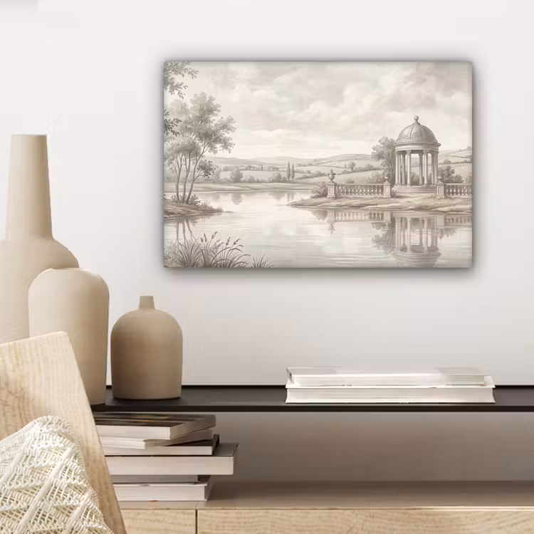 Canvas schilderij - Landschap - Water - Natuur - Sepia — 5