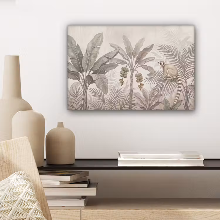 Canvas schilderij - Natuur - Jungle - Ringstaartmaki - Bruin — 5