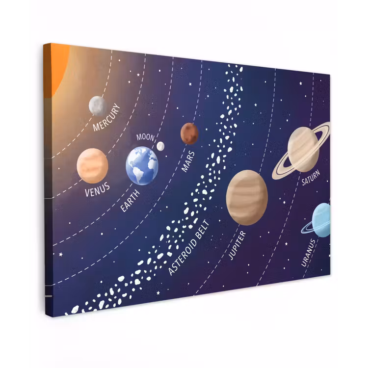 Canvas schilderij - Planetenstelsel - Ruimte - Illustratie — 1