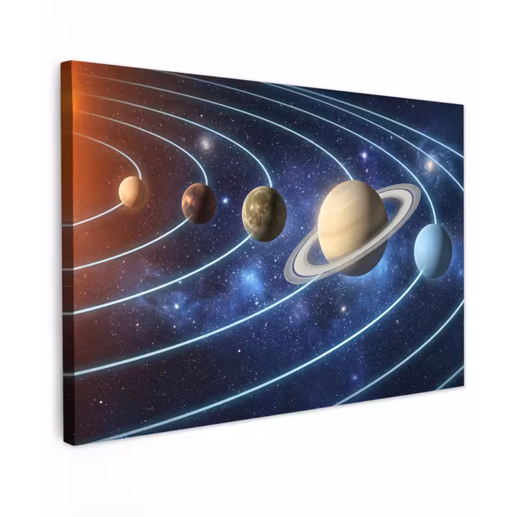 Canvas schilderij - Ruimte - Zonnestelsel - Blauw — 1