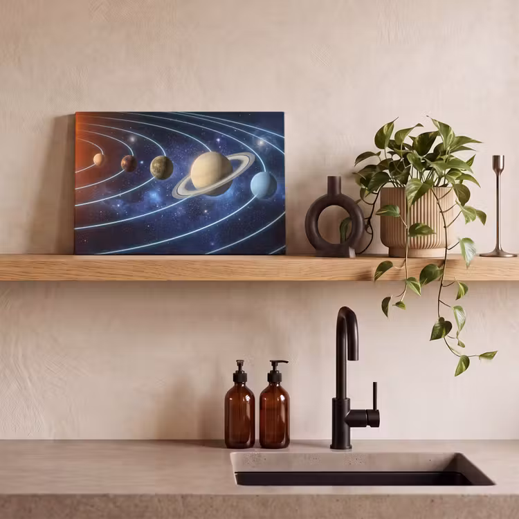 Canvas schilderij - Ruimte - Zonnestelsel - Blauw — 3