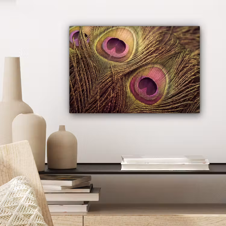 Canvas schilderij - Pauw - Veren - Paars - Groen — 5