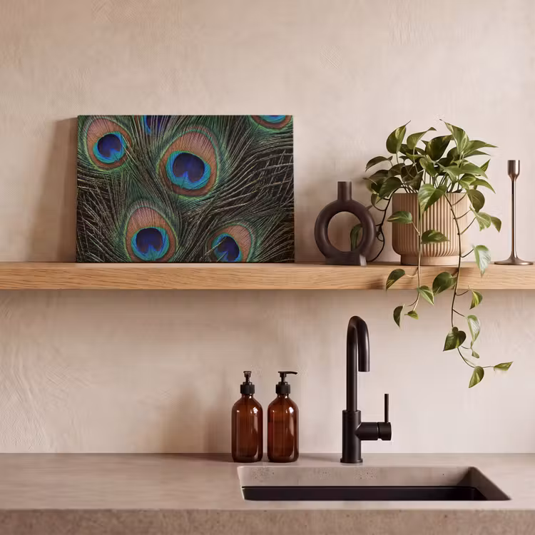 Canvas schilderij - Pauwenveren - Klassiek - Groen — 3
