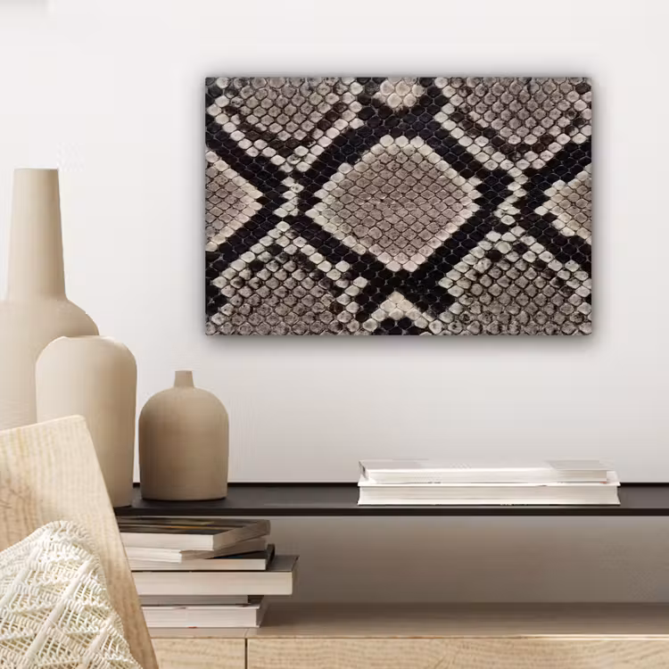 Canvas schilderij - Slangenleer - Patroon - Beige — 5