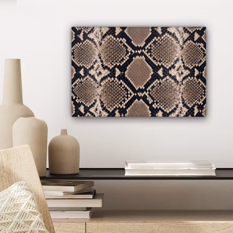 Canvas schilderij - Slangenprint - Python - Bruin — 5