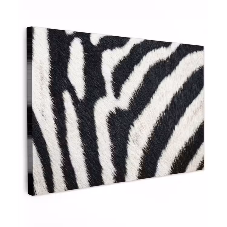 Canvas schilderij - Zebra - Vacht - Klassiek - Zwart - Wit — 1
