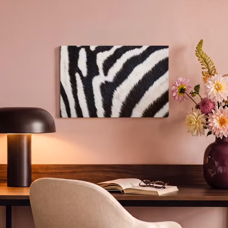 Canvas schilderij - Zebra - Vacht - Klassiek - Zwart - Wit — 4