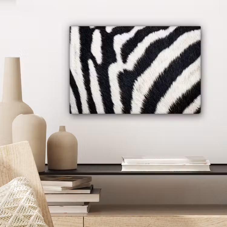 Canvas schilderij - Zebra - Vacht - Klassiek - Zwart - Wit — 5