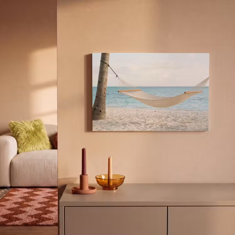 Canvas schilderij - Hangmat - Strand - Wit — 2