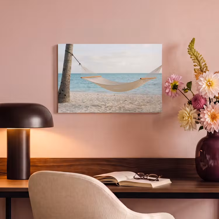 Canvas schilderij - Hangmat - Strand - Wit — 4