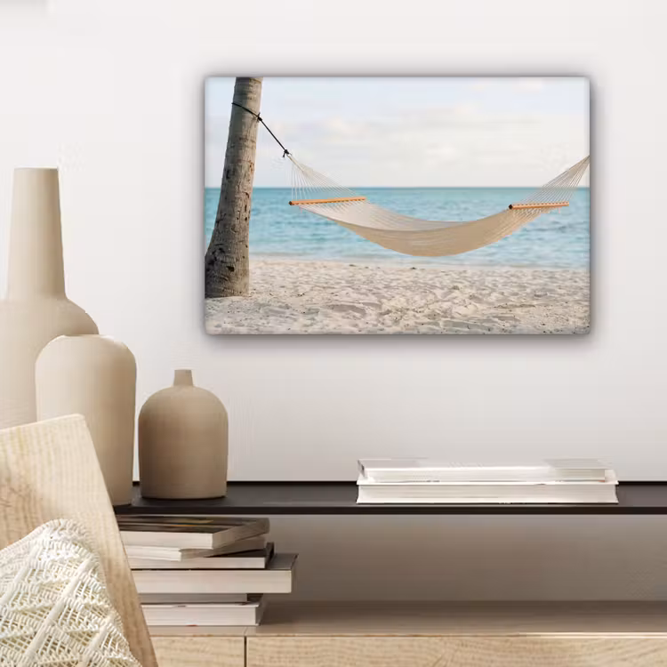 Canvas schilderij - Hangmat - Strand - Wit — 5