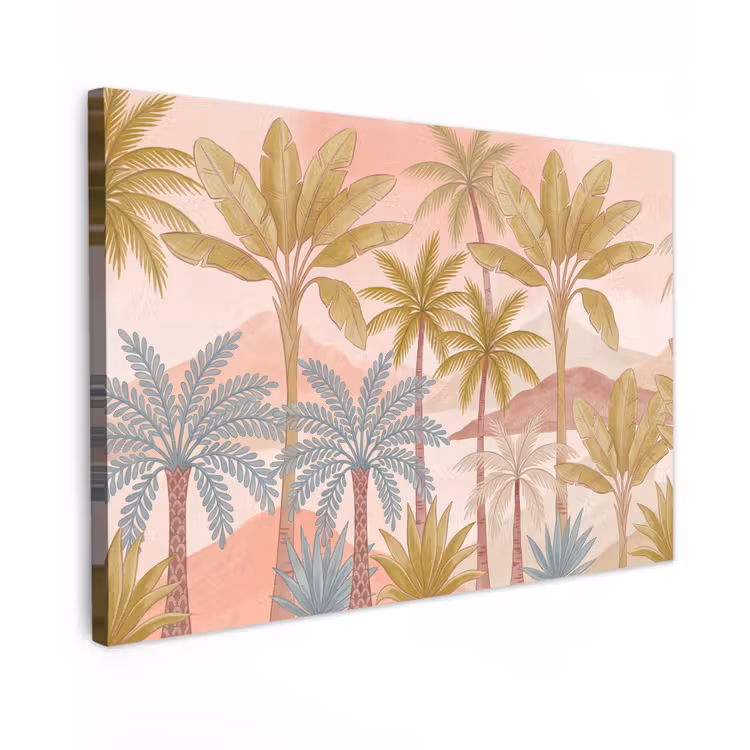 Canvas schilderij - Illustratie - Palmbomen - Kleurrijk — 1