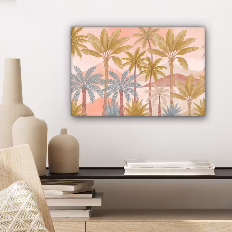 Canvas schilderij - Illustratie - Palmbomen - Kleurrijk — 5