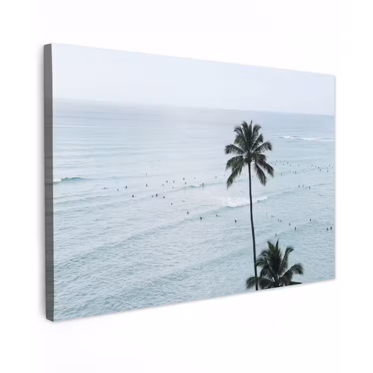Canvas schilderij - Oceaan - Palmbomen - Surfers — 1