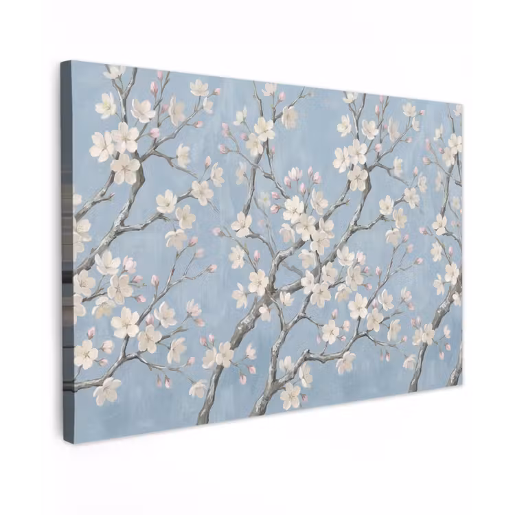 Canvas schilderij - Takken - Kersenbloesem - Blauw — 1