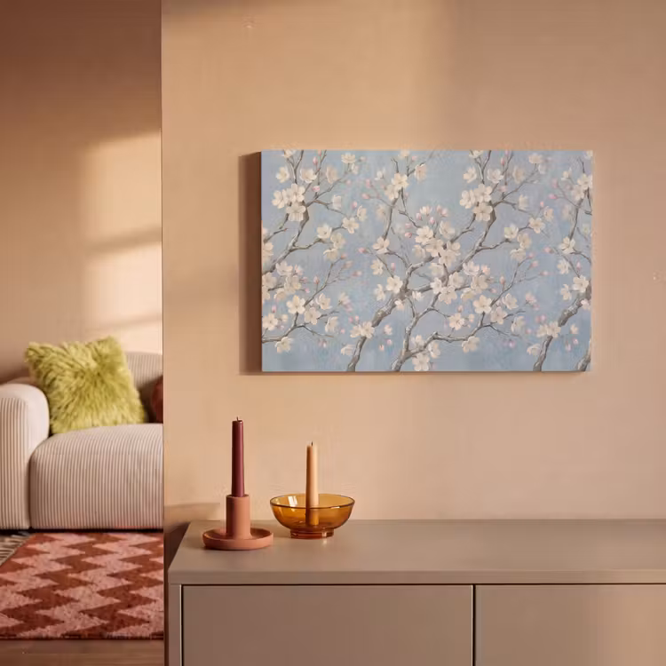 Canvas schilderij - Takken - Kersenbloesem - Blauw — 2
