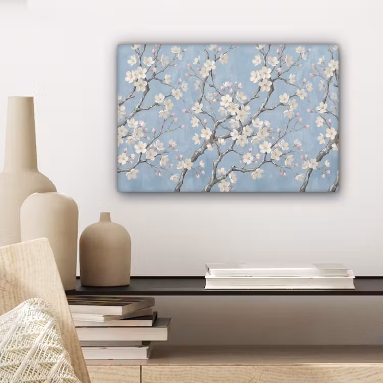 Canvas schilderij - Takken - Kersenbloesem - Blauw — 5