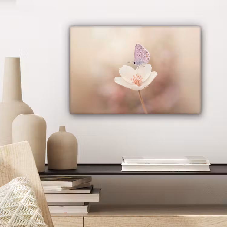Canvas schilderij - Vlinder - Bloem - Blauw — 5