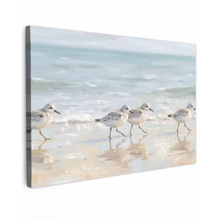 Canvas schilderij - Vogels - Strand - Zee — 1