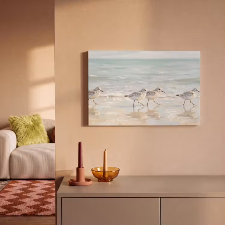 Canvas schilderij - Vogels - Strand - Zee — 2