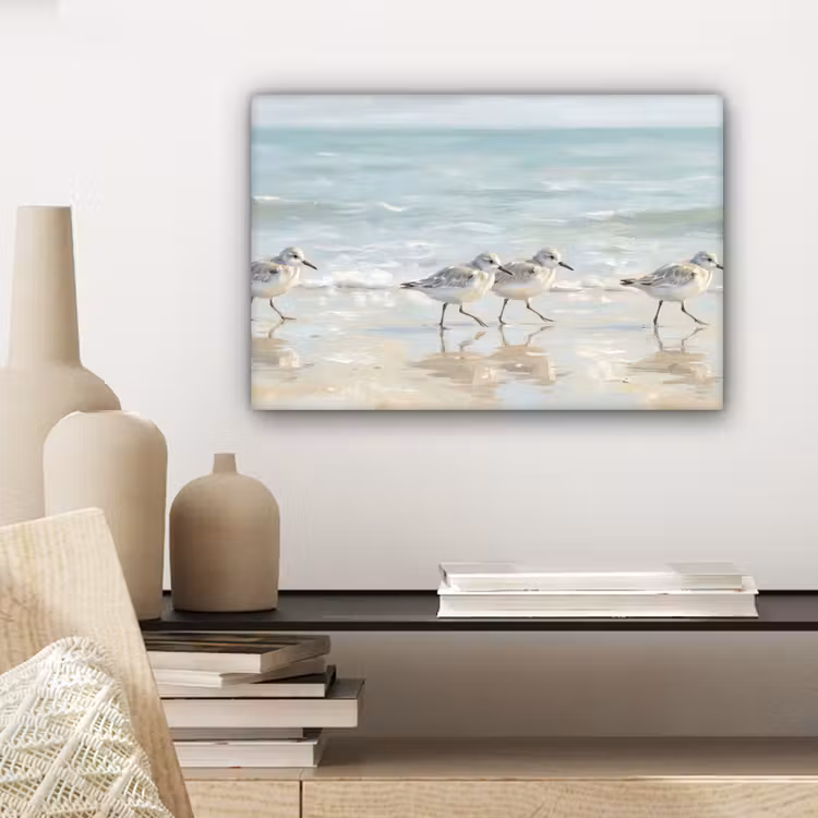 Canvas schilderij - Vogels - Strand - Zee — 5