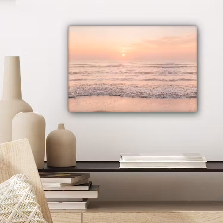 Canvas schilderij - Zon - Strand - Roze — 5