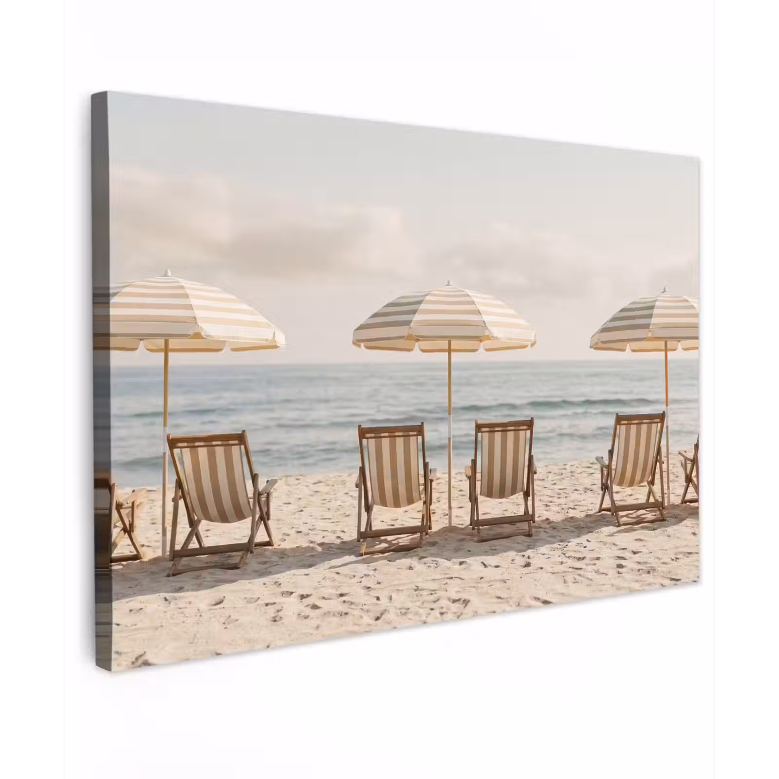 Canvas schilderij - Strand - Stoelen - Parasol — 1