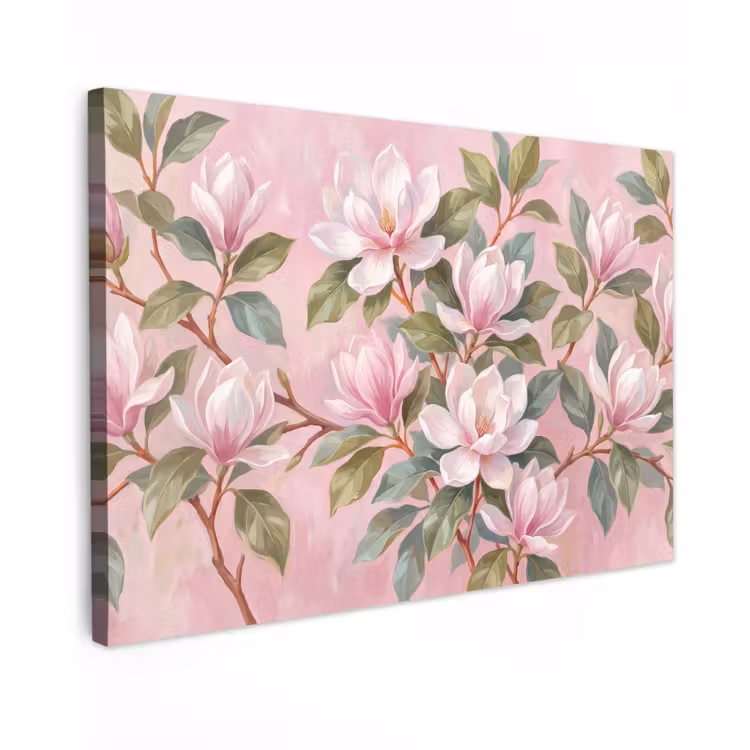 Canvas schilderij - Magnolia's - Patroon - Roze — 1