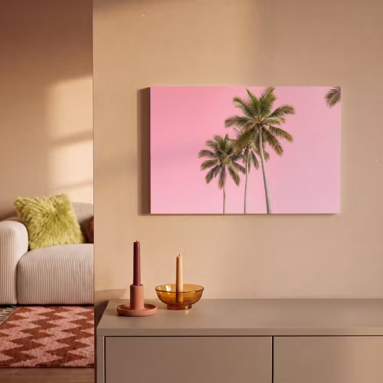 Canvas schilderij - Palmboom - Tropisch - Pink — 2