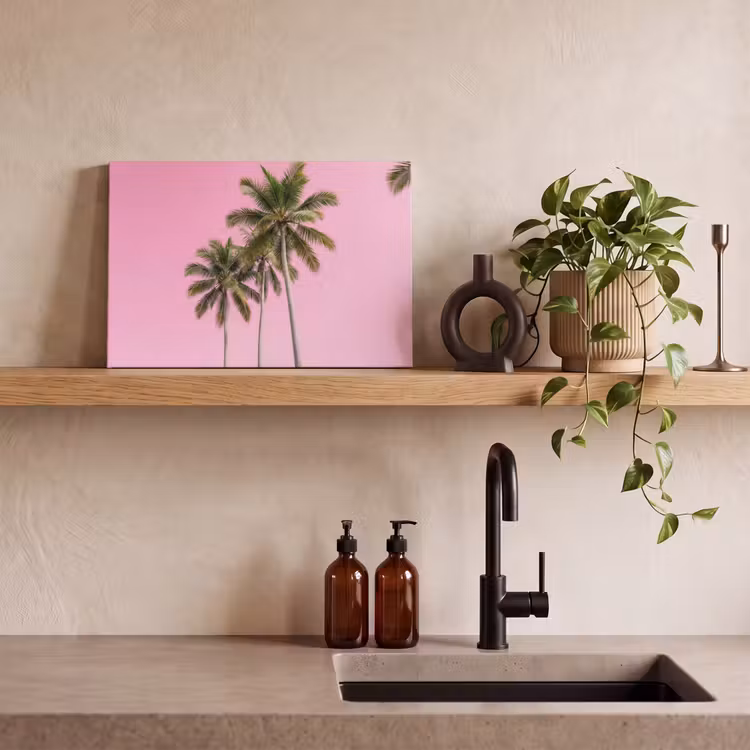 Canvas schilderij - Palmboom - Tropisch - Pink — 3
