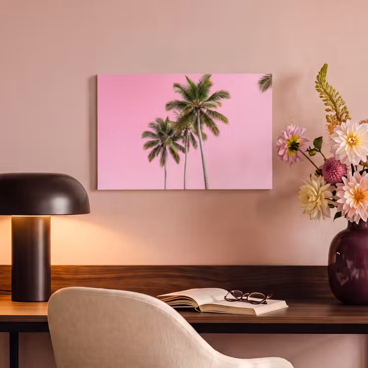 Canvas schilderij - Palmboom - Tropisch - Pink — 4