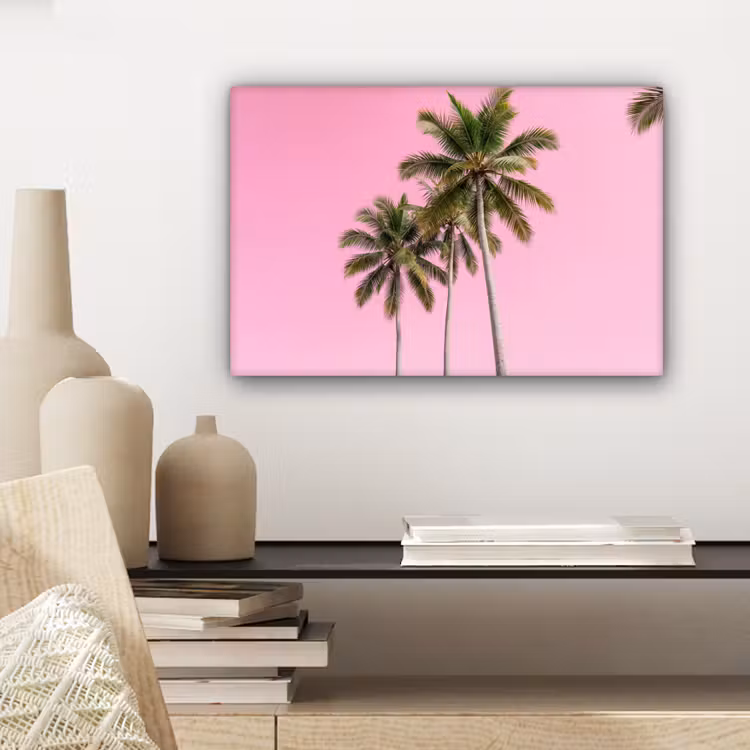 Canvas schilderij - Palmboom - Tropisch - Pink — 5