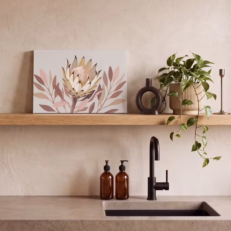 Canvas schilderij - Protea - Bloem - Botanisch - Beige — 3