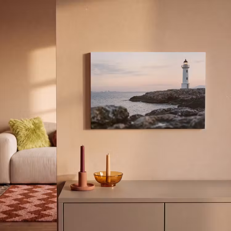 Canvas schilderij - Rotsen - Vuurtoren - Wit — 2