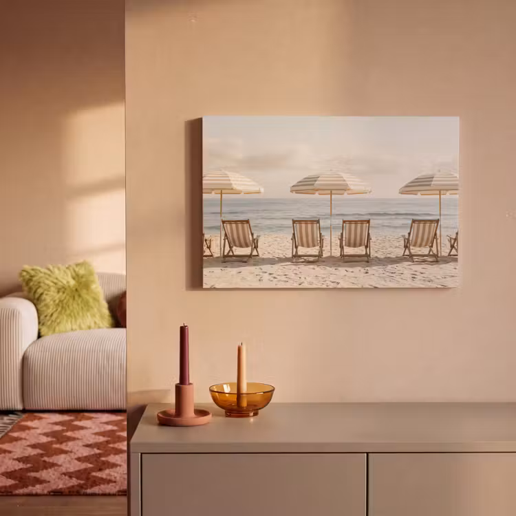 Canvas schilderij - Strand - Stoelen - Parasol — 2