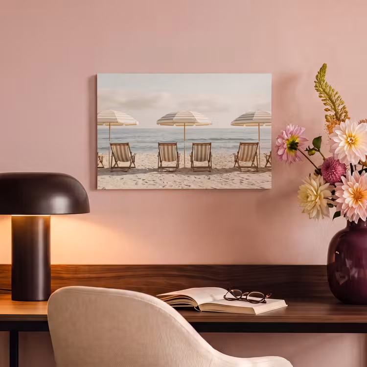 Canvas schilderij - Strand - Stoelen - Parasol — 4