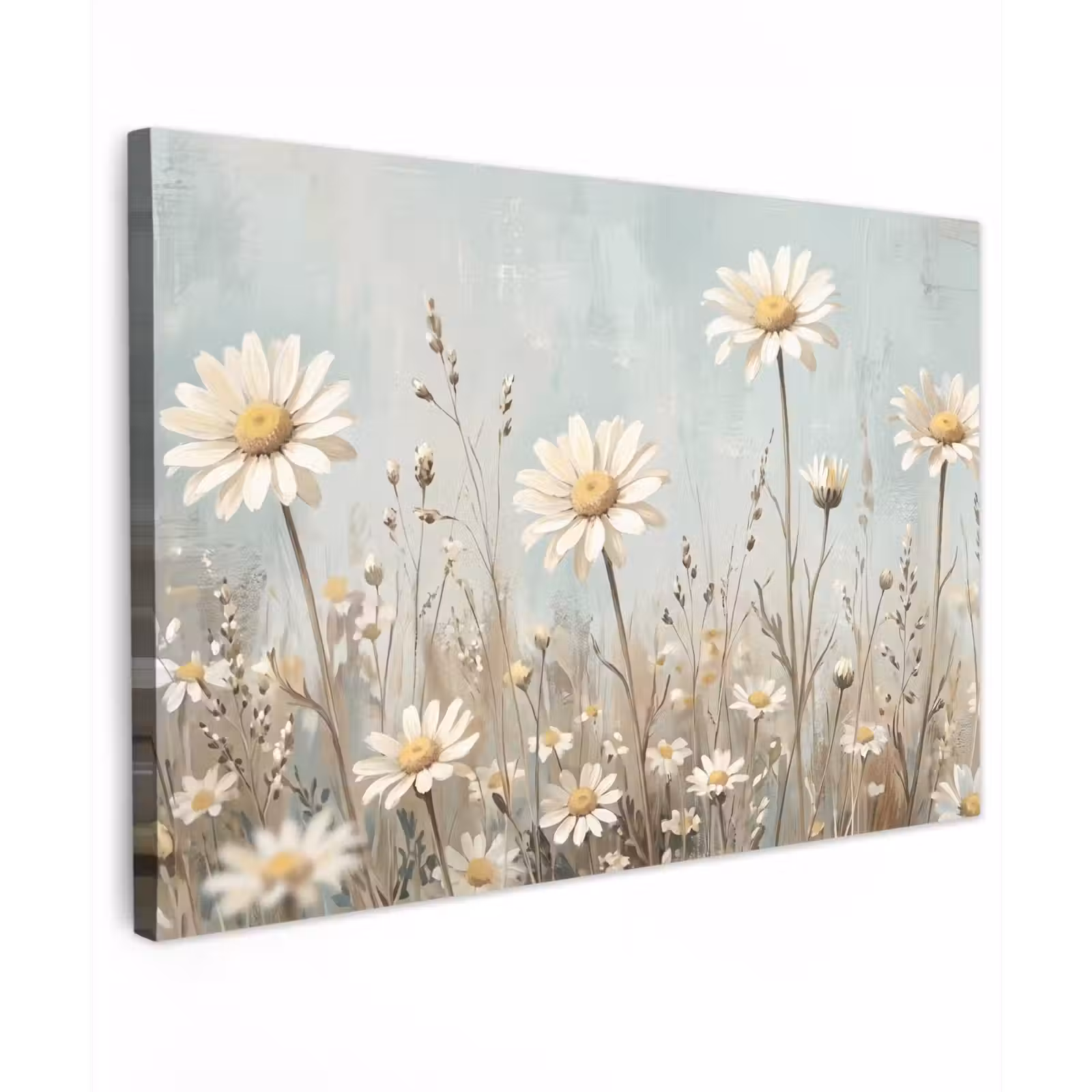 Canvas schilderij - Madelief - Illustratie - Wit — 1