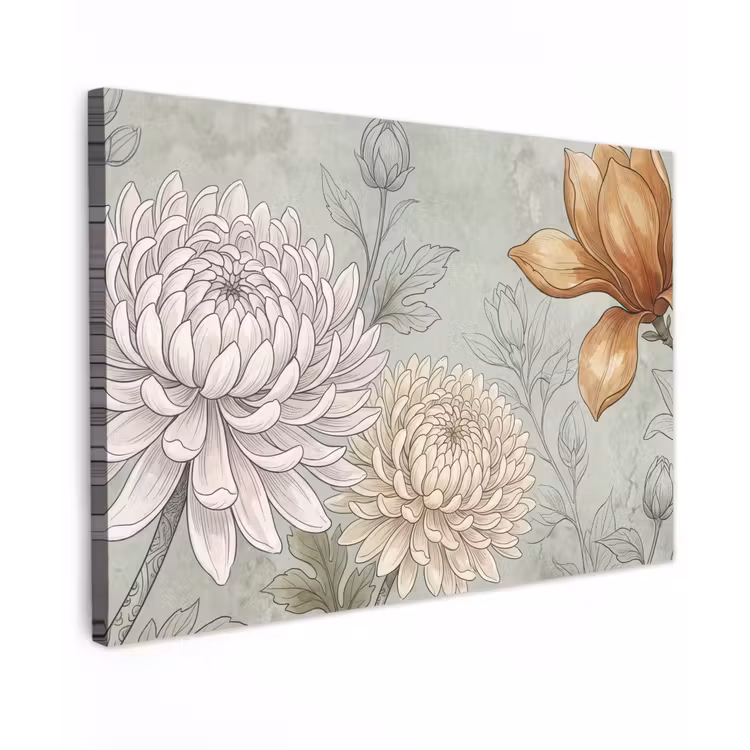 Canvas schilderij - Illustratie - Bloemen - Groen — 1