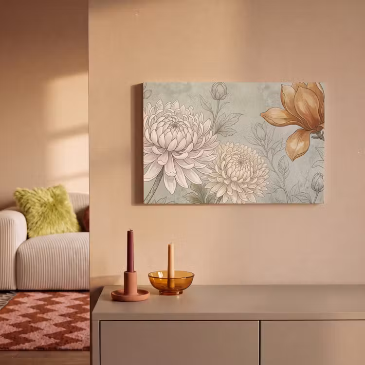Canvas schilderij - Illustratie - Bloemen - Groen — 2