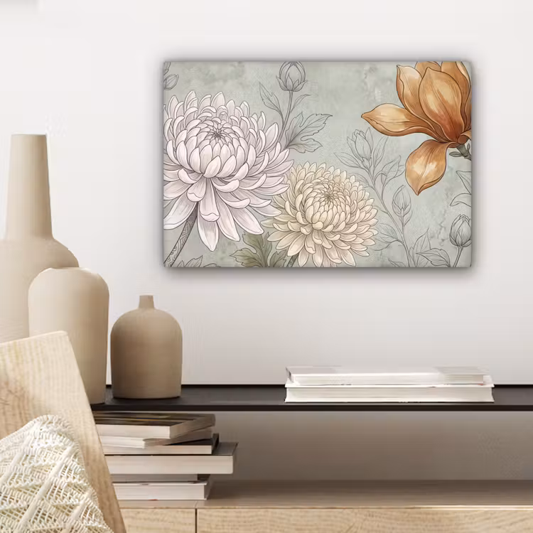 Canvas schilderij - Illustratie - Bloemen - Groen — 5