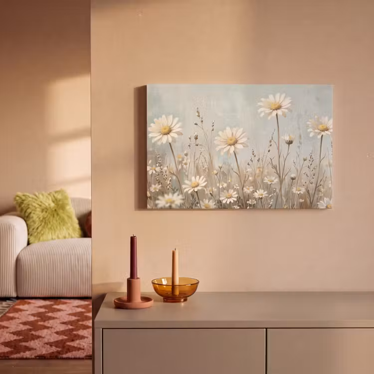 Canvas schilderij - Madelief - Illustratie - Wit — 2