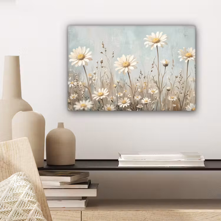 Canvas schilderij - Madelief - Illustratie - Wit — 5