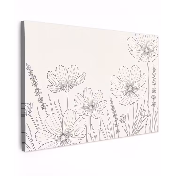 Canvas schilderij - Minimalistisch - Modern - Bloemen - Beige — 1