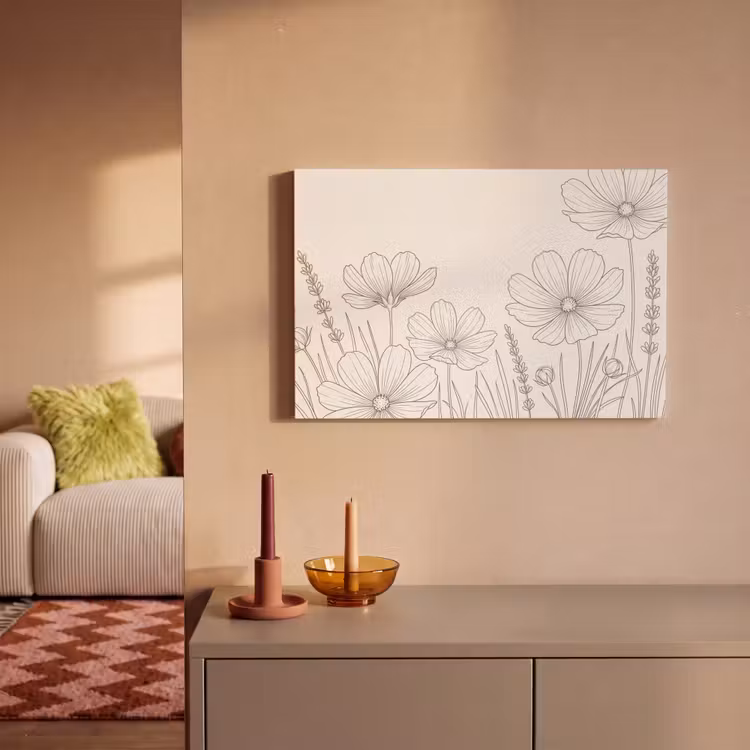 Canvas schilderij - Minimalistisch - Modern - Bloemen - Beige — 2