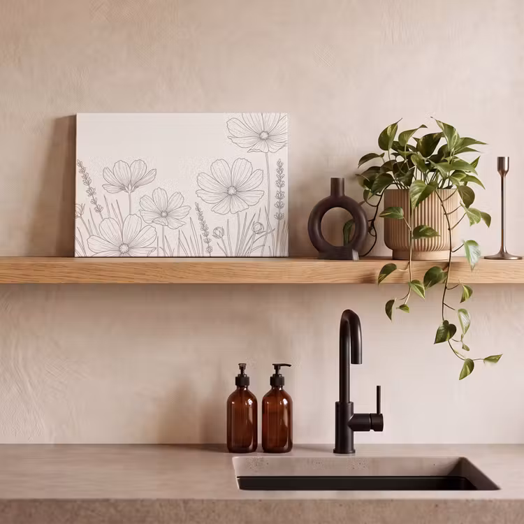 Canvas schilderij - Minimalistisch - Modern - Bloemen - Beige — 3